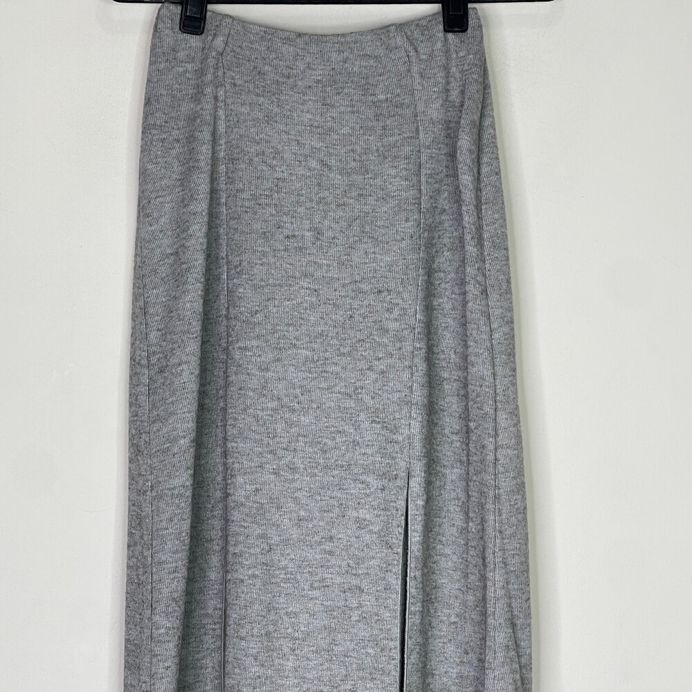 Zara Double Front Slit Wool Blend Ribbed Midi Skirt Women's Size Small - Picture 5 of 8